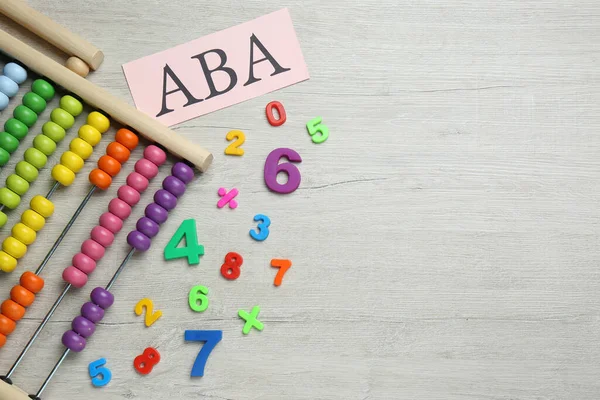 Papier Blad Met Afkorting Aba Applied Behavior Analysis Abacus Kleurrijke — Stockfoto