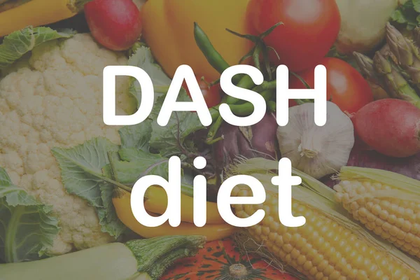 Balanced food for DASH diet to stop hypertension. Assortment of fresh vegetables, closeup