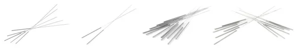Set Needles Acupuncture White Background Banner Design — 스톡 사진