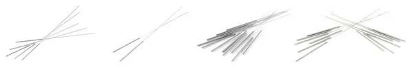 Set Needles Acupuncture White Background Banner Design — ストック写真