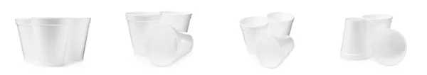 Set Styrofoam Cups White Background Banner Design — Zdjęcie stockowe