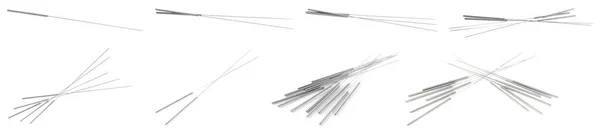 Set Needles Acupuncture White Background Banner Design — 스톡 사진