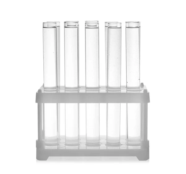 Test Tubes Transparent Liquid Holder Isolated White — Fotografia de Stock