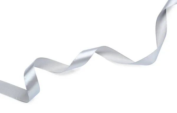 Красива Срібна Стрічка Ізольована Білому Вид Зверху — стокове фото