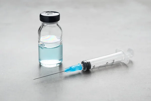 Syringe Vial Grey Table Medical Anesthesia — стоковое фото