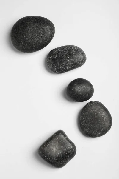 Muchas Piedras Diferentes Sobre Fondo Blanco Vista Superior —  Fotos de Stock