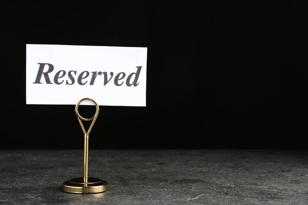 Elegant Sign Reserved Grey Surface Space Text Table Setting Element — Stock fotografie