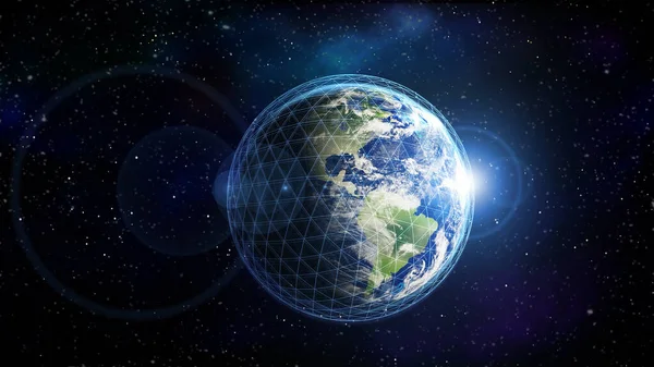 Global Network Connection Earth Open Space Digital Web Illustration —  Fotos de Stock