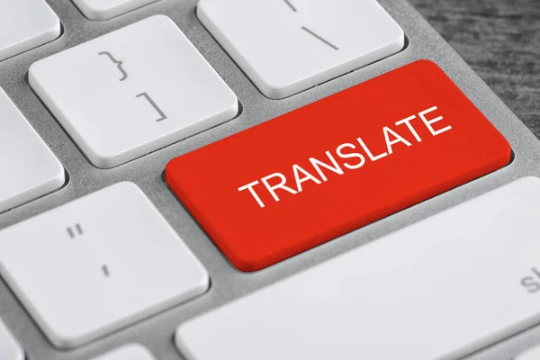 Червона Кнопка Словом Translate Клавіатурі Комп Ютера Вид Крупним Планом — стокове фото