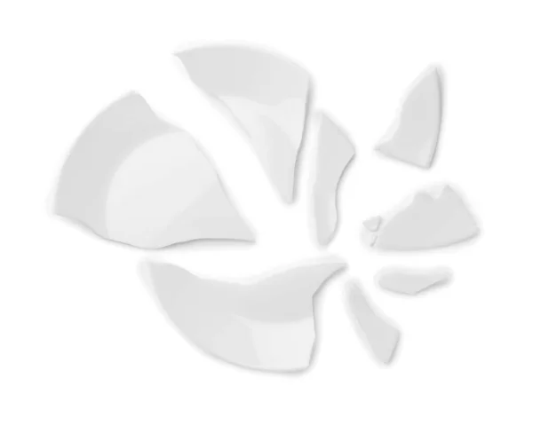 Кусочки Сломанной Керамической Плиты Белом Фоне Вид Сверху — стоковое фото