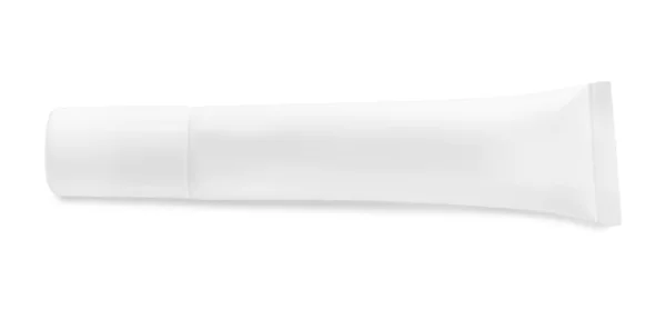 Blank Tube Cosmetic Product White Background Top View — Foto de Stock