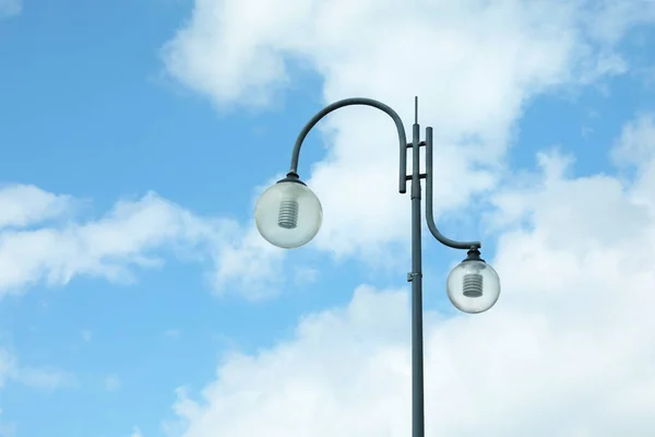 Beautiful Street Lamp Glass Globes Outdoors Sunny Day Space Text — Foto de Stock