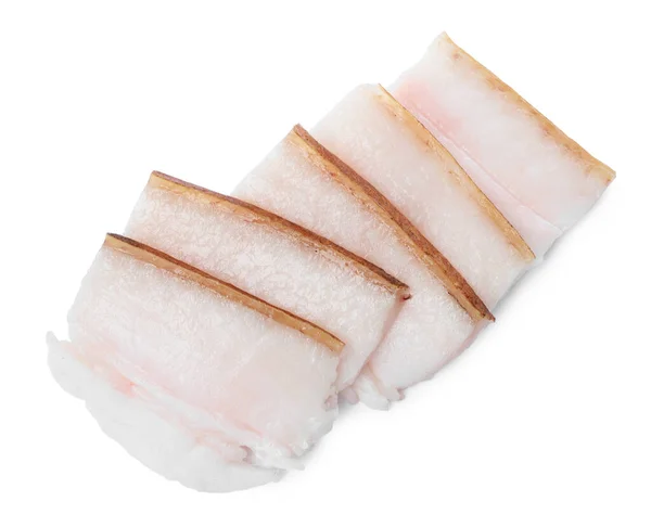 Slices Pork Fatback White Background Top View — Foto Stock
