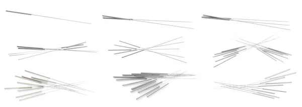 Set Needles Acupuncture White Background Banner Design — Fotografia de Stock