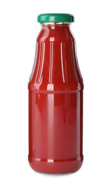 cam şişe ketçap üzerinde beyaz izole