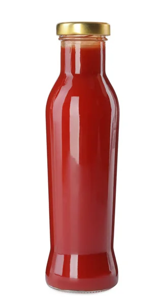 Botella Vidrio Ketchup Aislado Blanco — Foto de Stock