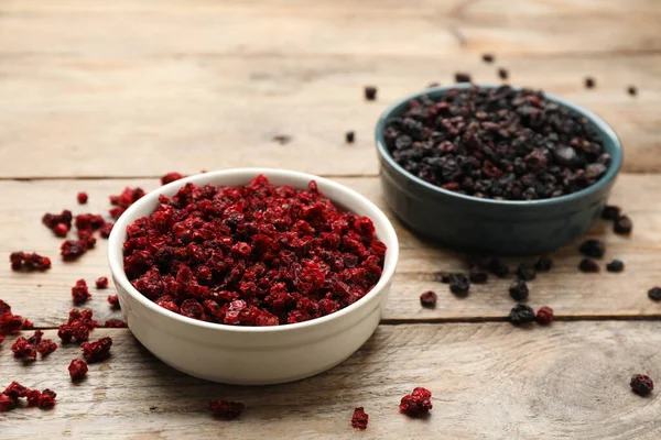 Dried Red Black Currant Berries Wooden Table — Stock Fotó