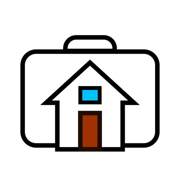 Work Home Illustration House Briefcase White Background — Zdjęcie stockowe