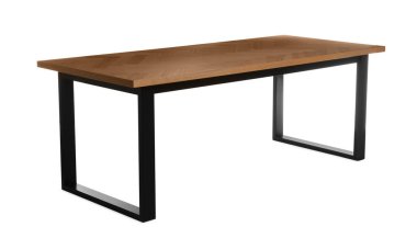 Beyaz üzerinde izole edilmiş boş ahşap masa