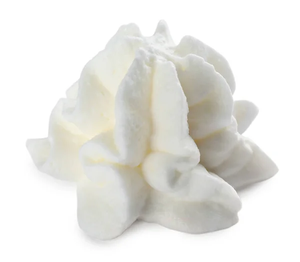 Delicious Fresh Whipped Cream Isolated White — Stock Photo, Image