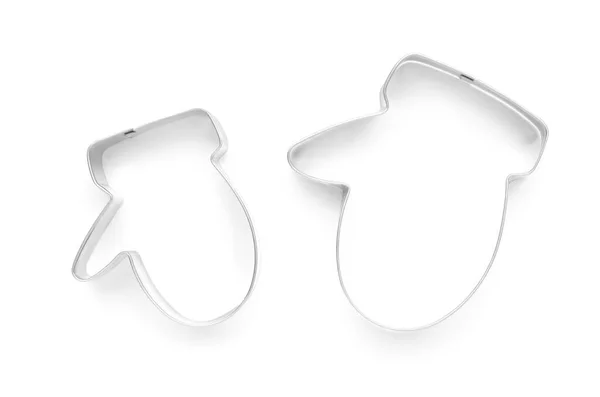 Mitten Shaped Cookie Cutters White Background Top View — Stockfoto