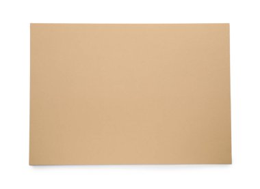 Beyaz zemin üzerinde kahverengi kağıt yaprak, üst görünüm