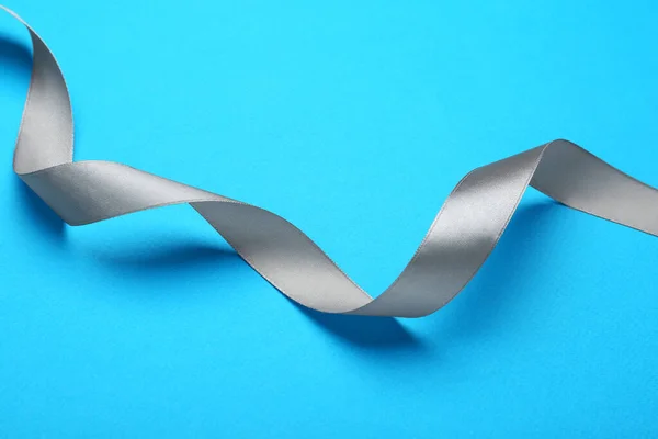 Beautiful Silver Ribbon Light Blue Background — ストック写真