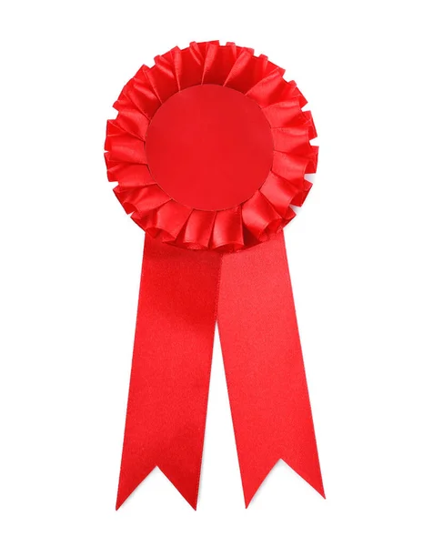 One Red Award Ribbon Isolated White — Stock Photo, Image