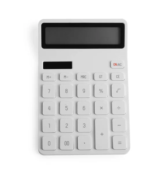 Modern Calculator White Background Top View School Stationery — Stockfoto