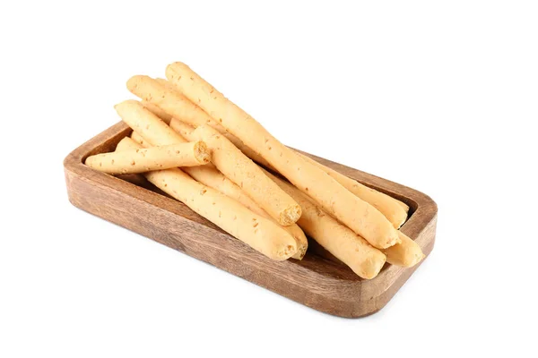 Delicious Grissini Isolated White Crusty Breadsticks — Stock Photo, Image