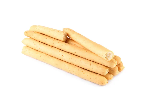 Delicious Grissini Isolated White Crusty Breadsticks — Stock Photo, Image