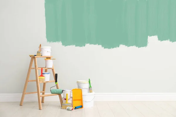 Decorator Kit Tools Paints Wall Indoors — Photo