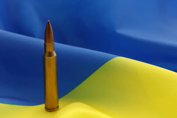 One Bullet National Flag Ukraine Space Text — Foto Stock