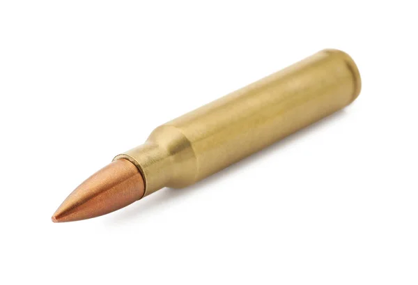 One Bullet Isolated White Military Ammunition — Foto de Stock