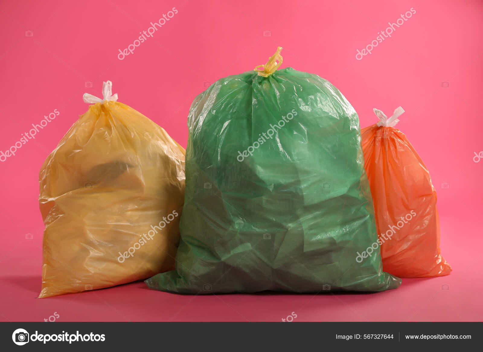 Trash Bags Full Garbage Pink Background Stock Photo by ©NewAfrica 567327644