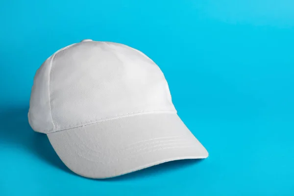 Baseball Cap Light Blue Background Space Text — Stock Photo, Image