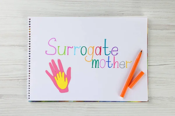 Sketchbook Phrase Surrogate Mother Paper Palms Felt Tip Pen White — Fotografia de Stock