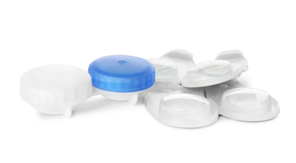 Packages Contact Lenses Case White Background — Stock fotografie
