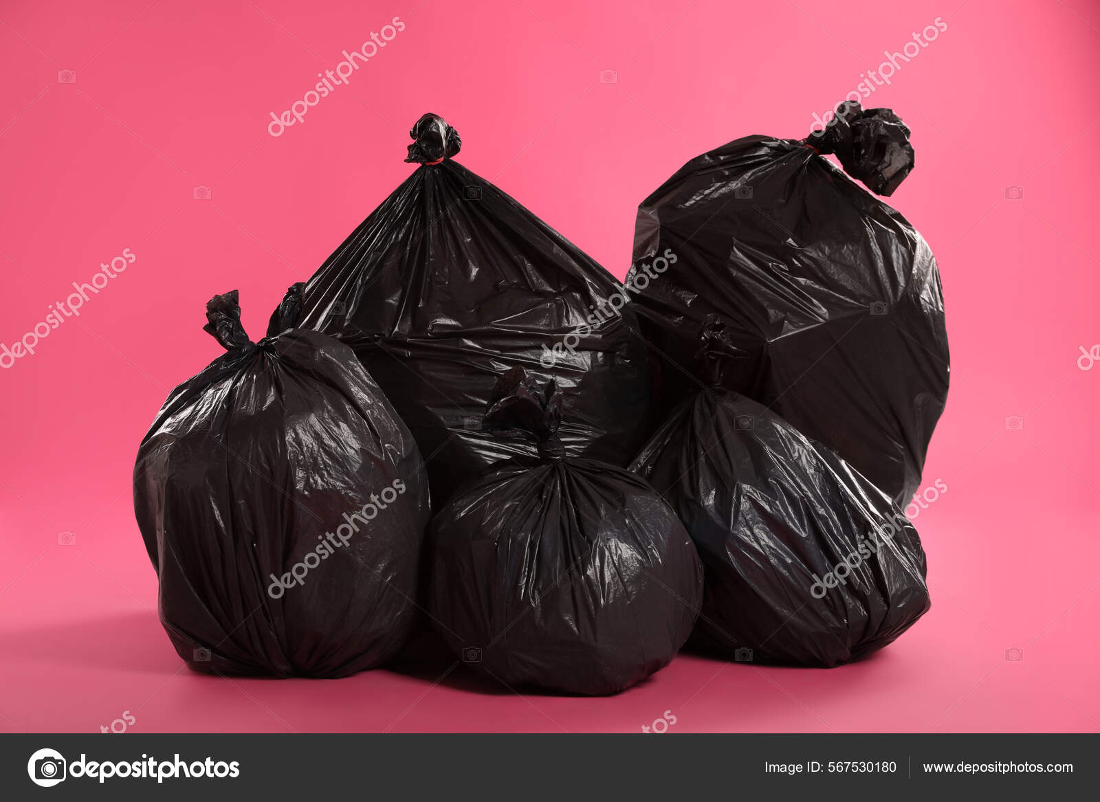 Trash Bags Full Garbage Pink Background Stock Photo by ©NewAfrica 567530180