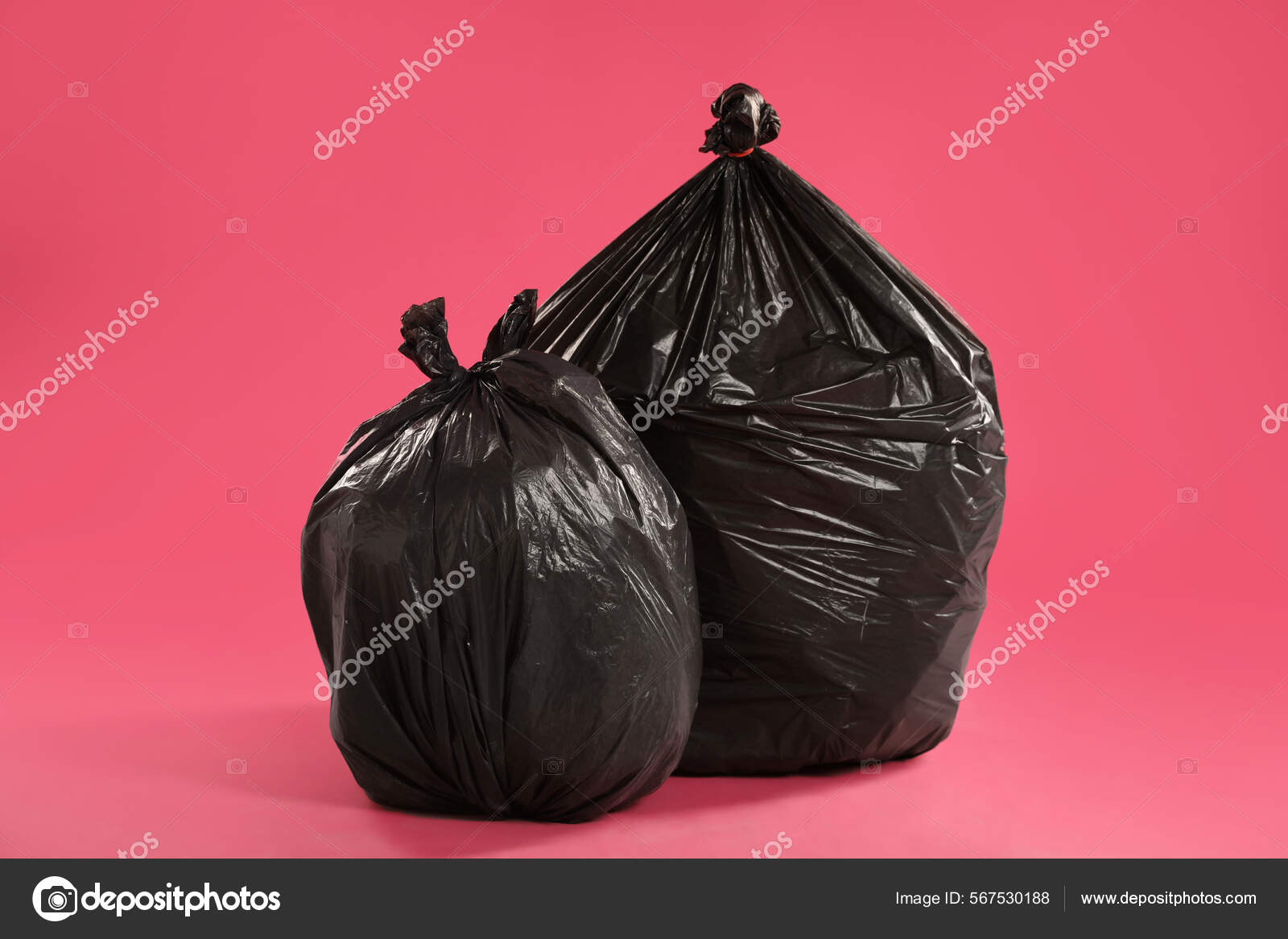 Trash Bags Full Garbage Pink Background Stock Photo by ©NewAfrica 567530188