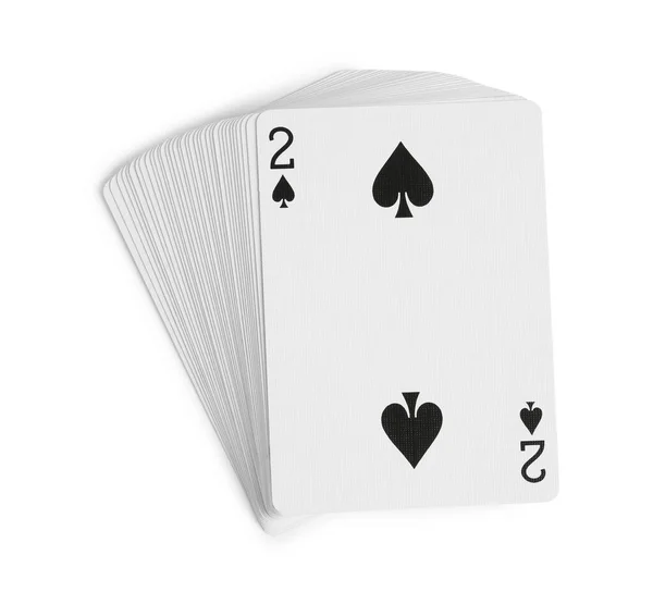 Jugar Las Cartas Dos Picas Sobre Fondo Blanco — Foto de Stock