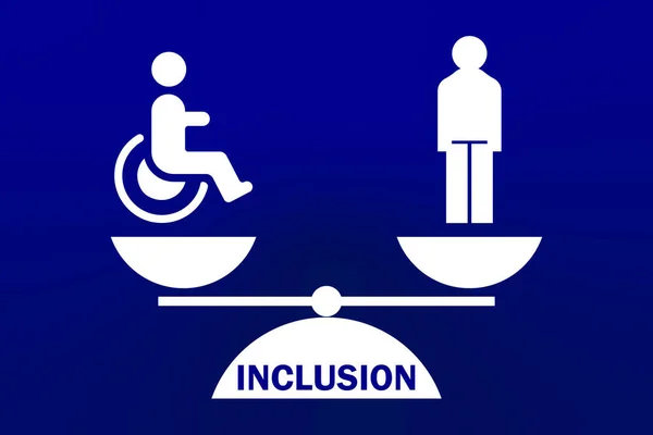 Концепція Dei Різноманіття Рівність Інклюзія Ілюстрація Людей Інвалідність Масштаби Синьому — стокове фото