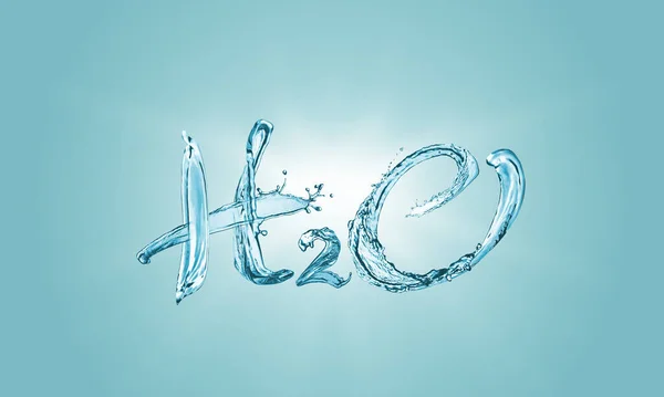 Chemical Formula H2O Made Water Light Blue Background — Stockfoto