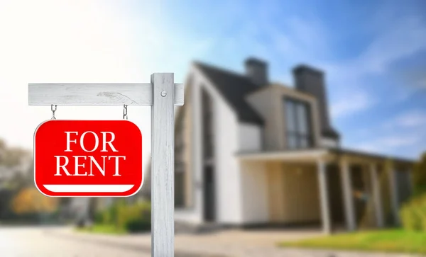 Sign Phrase Rent Blurred View Beautiful House — Stockfoto