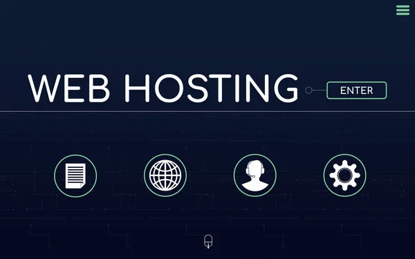 Web Hosting Service Homepage Different Icons Illustration — стоковое фото