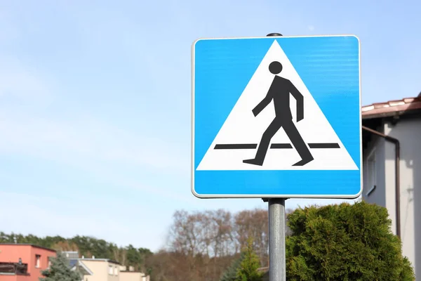 Traffic Sign Pedestrian Crossing City Street Space Text — Stock Photo, Image