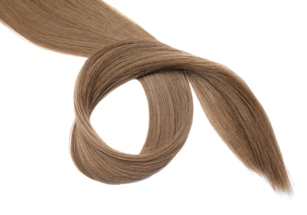 Beautiful Dark Blonde Straight Hair White Background Top View — Stock Photo, Image