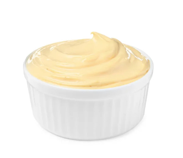 Tasty Cheese Sauce Bowl Isolated White — Stok fotoğraf
