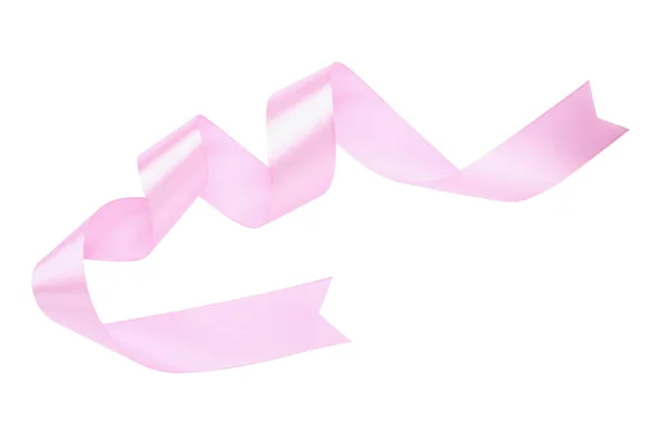 Mooi Roze Lint Geïsoleerd Wit Bovenaanzicht — Stockfoto