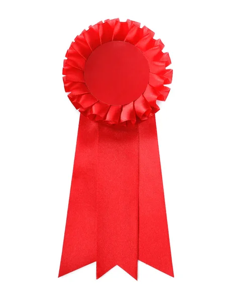 One Red Award Ribbon Isolated White — Fotografia de Stock